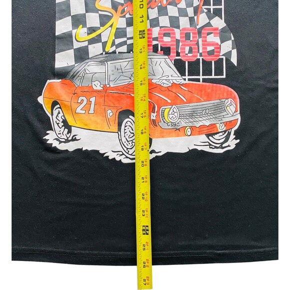 Race Car Speedway 1986 “Hey Bro” Graphic Black ROMWE T-Shirt Men’s Size Medium - Picture 6 of 11
